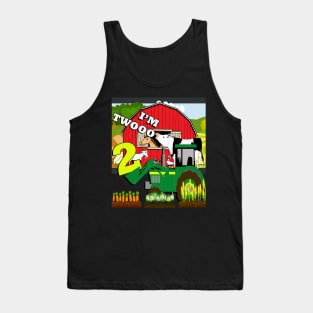 Kid's Birthday 2 Year Old Cute Farm Design Tractor Tank Top